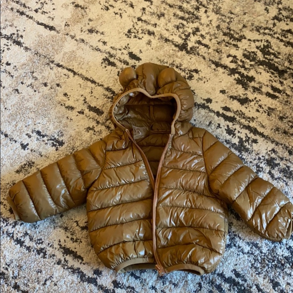 Brown ear detain puffer coat